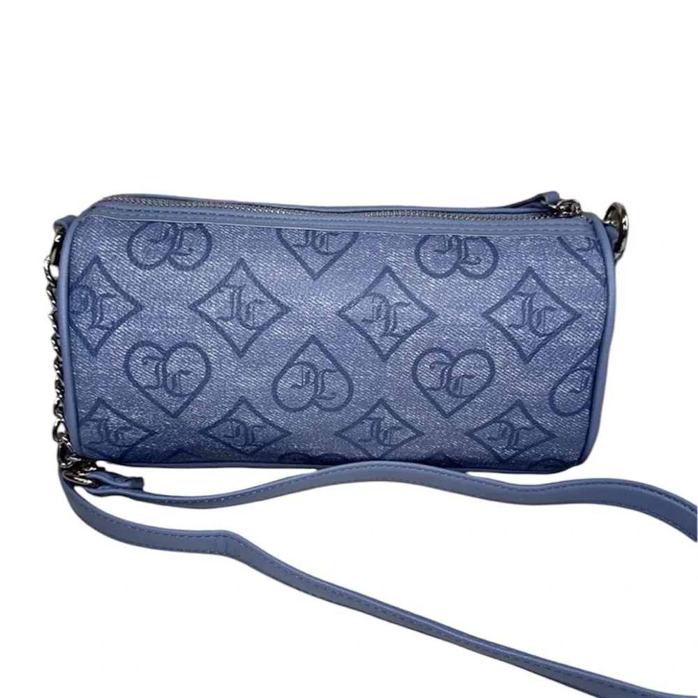 Juicy Couture Slate Blue /Silver Precious Moments Roll Barrel Bag Crossbody  NWT